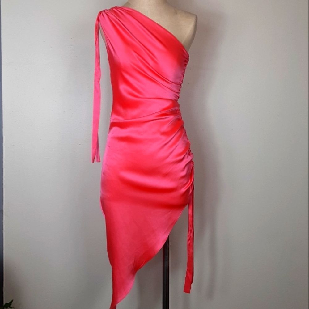 Amanda Uprichard Maryclare Dress Fluoro Pink Cocktail Party Wedding Guest NWOT S